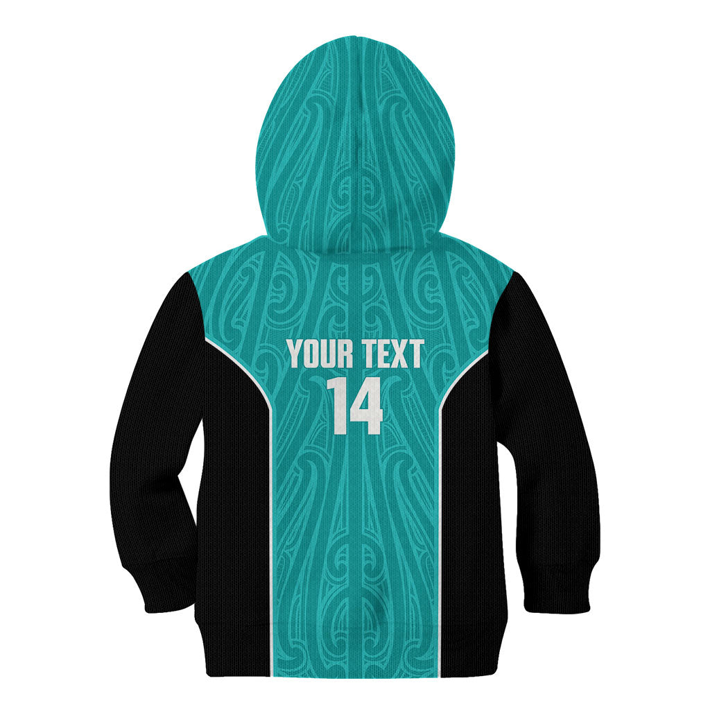 Custom New Zealand Stingray Oztag Kid Hoodie Tag Rugby Maori Pattern Teal Version LT14 - Polynesian Pride