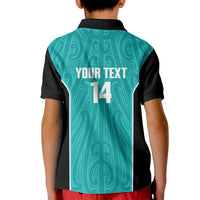 Custom New Zealand Stingray Oztag Kid Polo Shirt Tag Rugby Maori Pattern Teal Version LT14 - Polynesian Pride