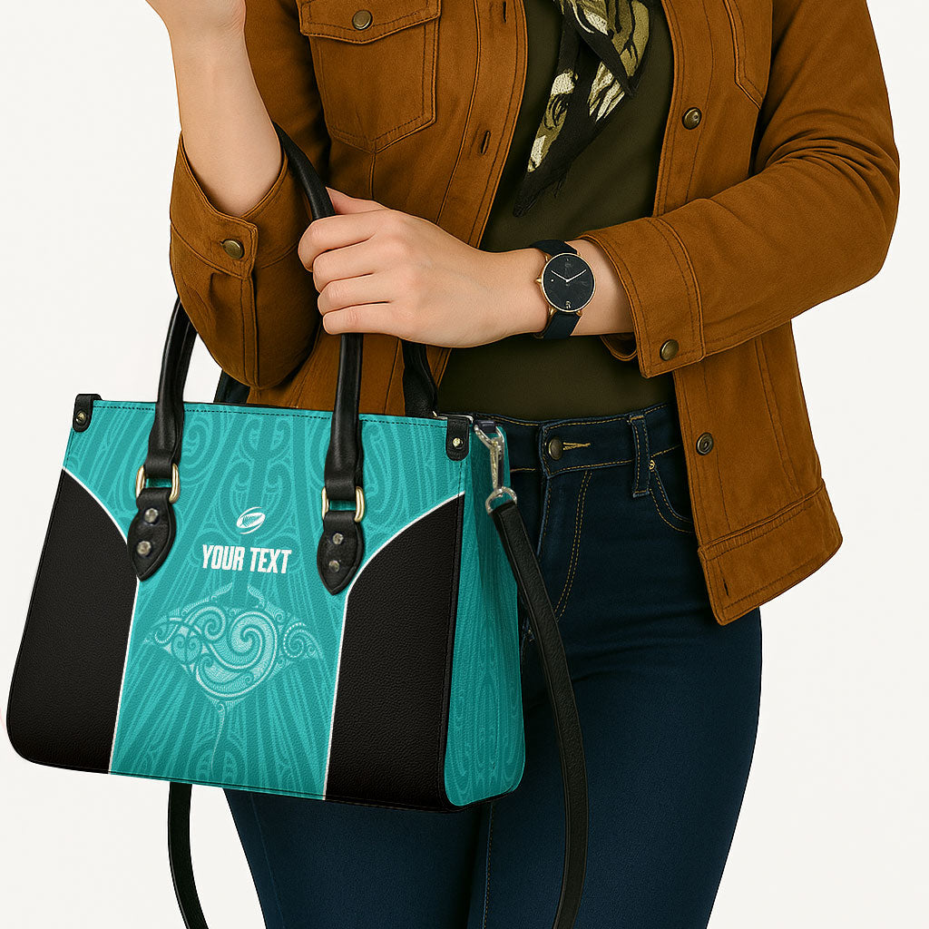 Custom New Zealand Stingray Oztag Leather Bag Tag Rugby Maori Pattern Teal Version LT14 - Polynesian Pride