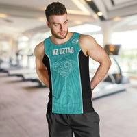 Custom New Zealand Stingray Oztag Men Tank Top Tag Rugby Maori Pattern Teal Version LT14 Teal - Polynesian Pride