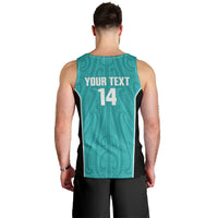 Custom New Zealand Stingray Oztag Men Tank Top Tag Rugby Maori Pattern Teal Version LT14 - Polynesian Pride