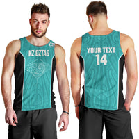 Custom New Zealand Stingray Oztag Men Tank Top Tag Rugby Maori Pattern Teal Version LT14 - Polynesian Pride