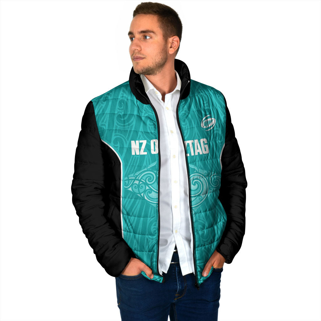 Custom New Zealand Stingray Oztag Padded Jacket Tag Rugby Maori Pattern Teal Version LT14 - Polynesian Pride