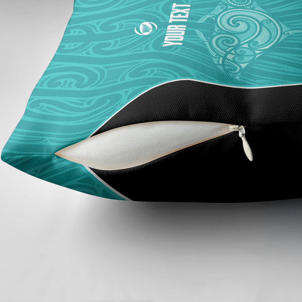 Custom New Zealand Stingray Oztag Pillow Cover Tag Rugby Maori Pattern Teal Version LT14 - Polynesian Pride