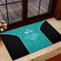 Custom New Zealand Stingray Oztag Rubber Doormat Tag Rugby Maori Pattern Teal Version LT14 - Polynesian Pride