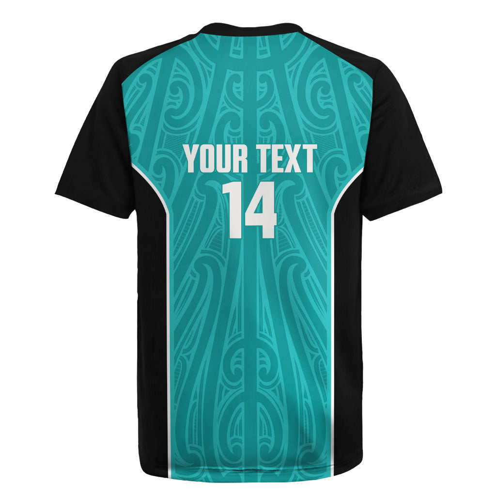 Custom New Zealand Stingray Oztag Rugby Jersey Tag Rugby Maori Pattern Teal Version LT14 - Polynesian Pride