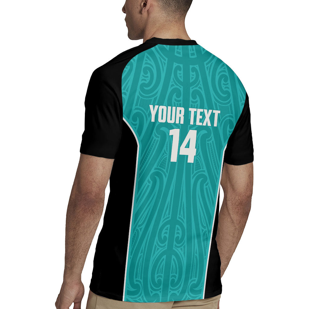 Custom New Zealand Stingray Oztag Rugby Jersey Tag Rugby Maori Pattern Teal Version LT14 - Polynesian Pride