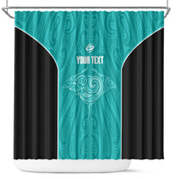 Custom New Zealand Stingray Oztag Shower Curtain Tag Rugby Maori Pattern Teal Version LT14 Teal - Polynesian Pride
