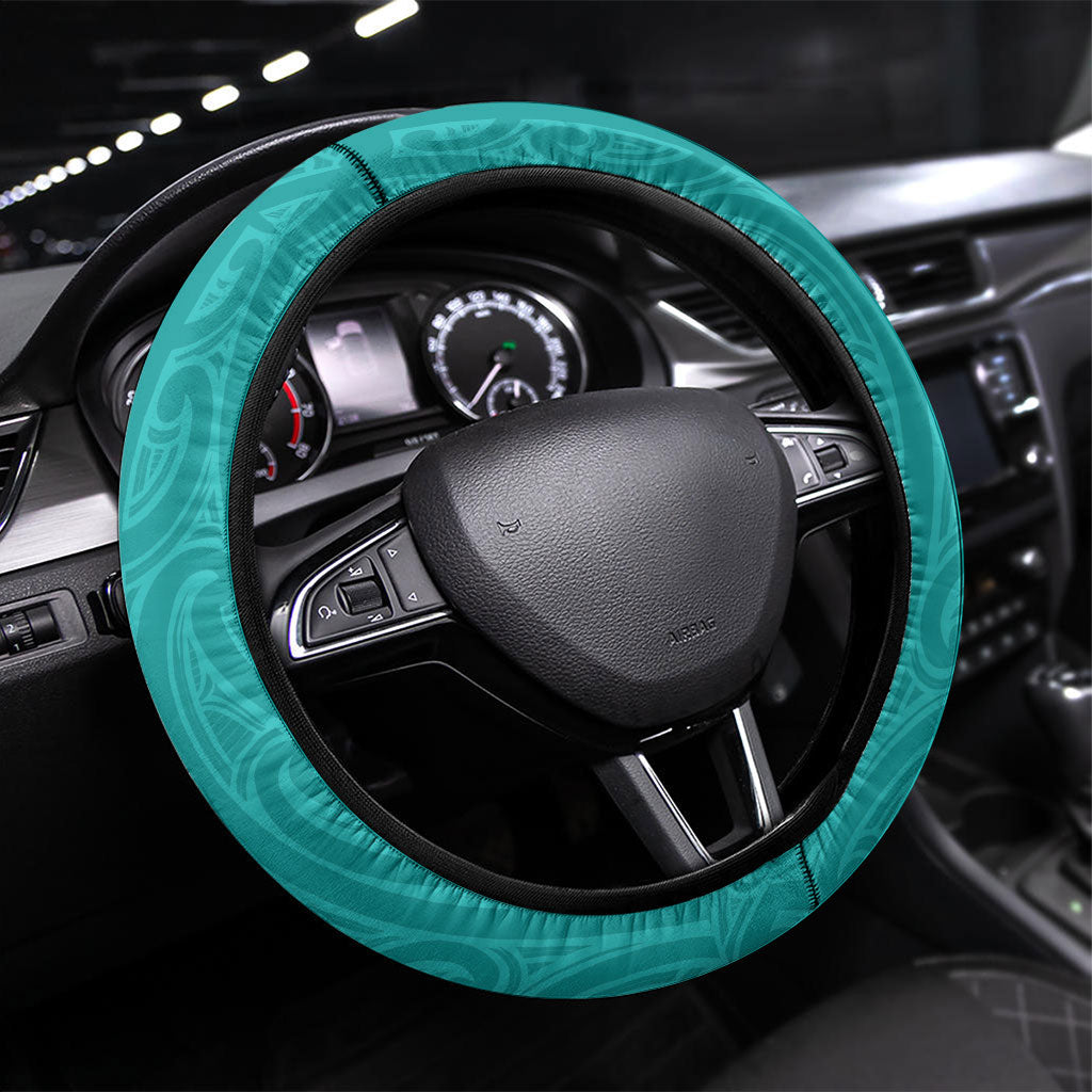 New Zealand Stingray Oztag Steering Wheel Cover Tag Rugby Maori Pattern Teal Version LT14 Universal Fit Teal - Polynesian Pride