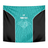Custom New Zealand Stingray Oztag Tapestry Tag Rugby Maori Pattern Teal Version LT14 - Polynesian Pride