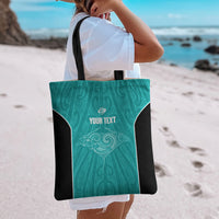 Custom New Zealand Stingray Oztag Tote Bag Tag Rugby Maori Pattern Teal Version LT14 - Polynesian Pride