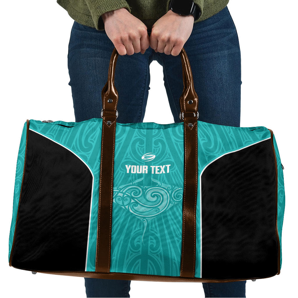 Custom New Zealand Stingray Oztag Travel Bag Tag Rugby Maori Pattern Teal Version LT14 Teal - Polynesian Pride