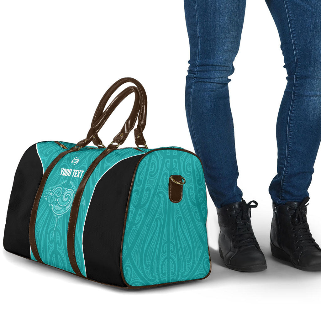 Custom New Zealand Stingray Oztag Travel Bag Tag Rugby Maori Pattern Teal Version LT14 - Polynesian Pride