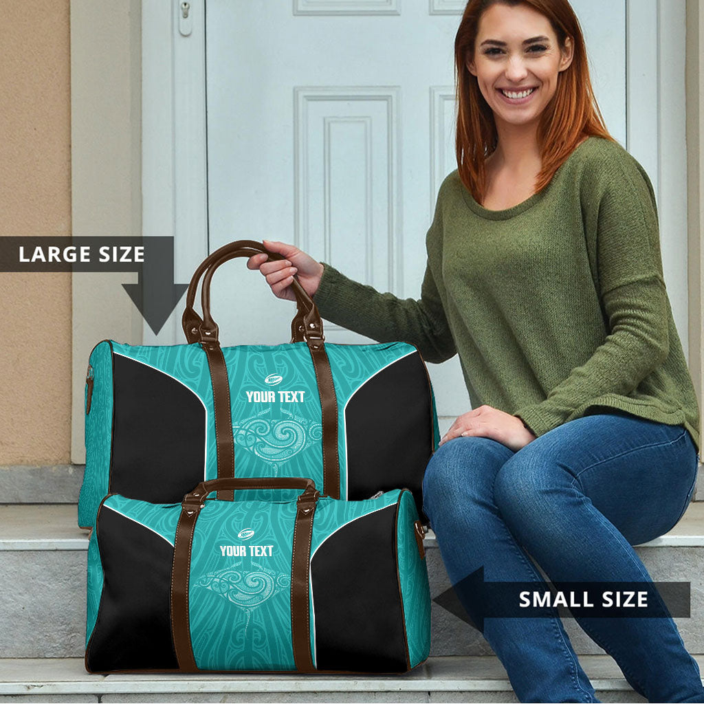 Custom New Zealand Stingray Oztag Travel Bag Tag Rugby Maori Pattern Teal Version LT14 - Polynesian Pride