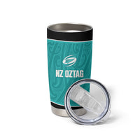 Custom New Zealand Stingray Oztag Tumbler Cup Tag Rugby Maori Pattern Teal Version LT14 - Polynesian Pride