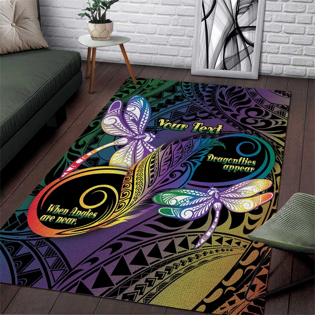 Personalized Polynesian Memorial Area Rug Dragonflies Appear When Angels Are Near