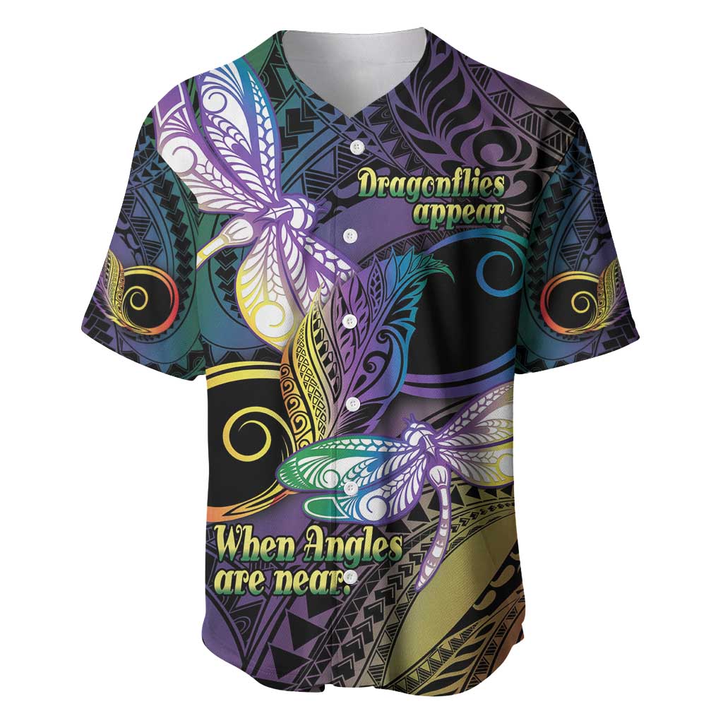 Personalized Polynesian Memorial Baseball Jersey Dragonflies Appear When Angels Are Near