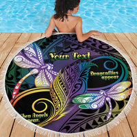 Personalized Polynesian Memorial Beach Blanket Dragonflies Appear When Angels Are Near