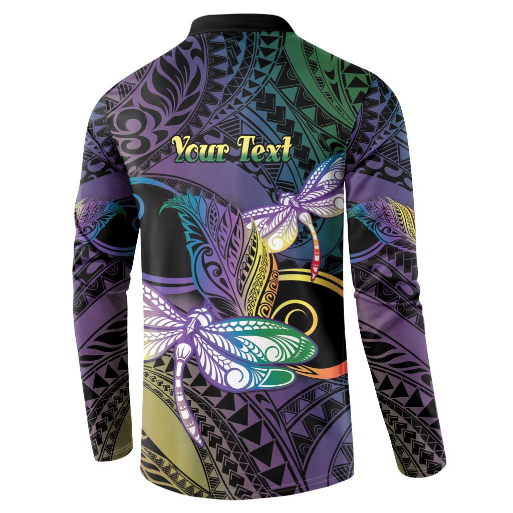 Personalized Polynesian Memorial Button Sweatshirt Dragonflies Appear When Angels Are Near