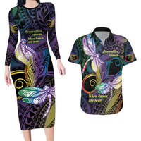 Personalized Polynesian Memorial Couples Matching Long Sleeve Bodycon Dress and Hawaiian Shirt Dragonflies Appear When Angels Are Near LT14 Colorful - Polynesian Pride
