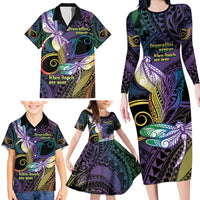 Personalized Polynesian Memorial Family Matching Long Sleeve Bodycon Dress and Hawaiian Shirt Dragonflies Appear When Angels Are Near LT14 - Polynesian Pride