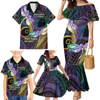 Personalized Polynesian Memorial Family Matching Mermaid Dress and Hawaiian Shirt Dragonflies Appear When Angels Are Near LT14 - Polynesian Pride