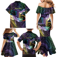 Personalized Polynesian Memorial Family Matching Mermaid Dress and Hawaiian Shirt Dragonflies Appear When Angels Are Near LT14 - Polynesian Pride