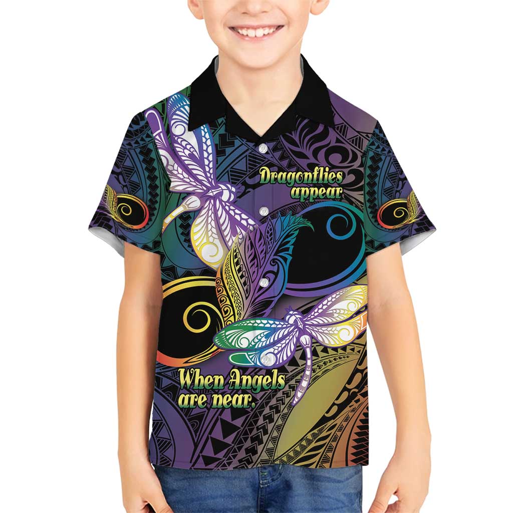 Personalized Polynesian Memorial Family Matching Puletasi and Hawaiian Shirt Dragonflies Appear When Angels Are Near LT14 Son's Shirt Colorful - Polynesian Pride