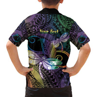 Personalized Polynesian Memorial Family Matching Tank Maxi Dress and Hawaiian Shirt Dragonflies Appear When Angels Are Near