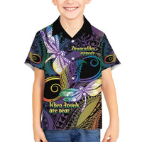 Personalized Polynesian Memorial Kid Hawaiian Shirt Dragonflies Appear When Angels Are Near