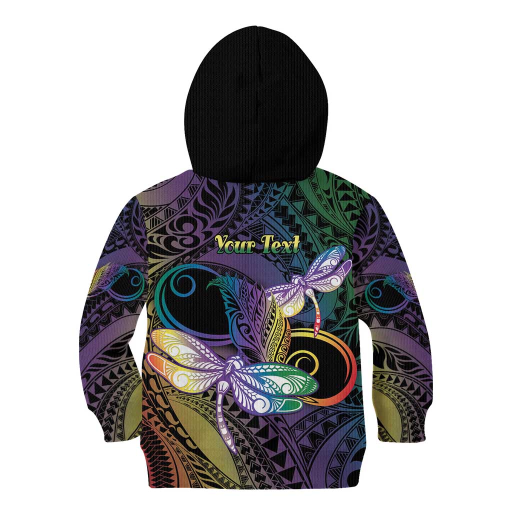 Personalized Polynesian Memorial Kid Hoodie Dragonflies Appear When Angels Are Near