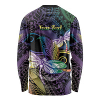 Personalized Polynesian Memorial Long Sleeve Shirt Dragonflies Appear When Angels Are Near