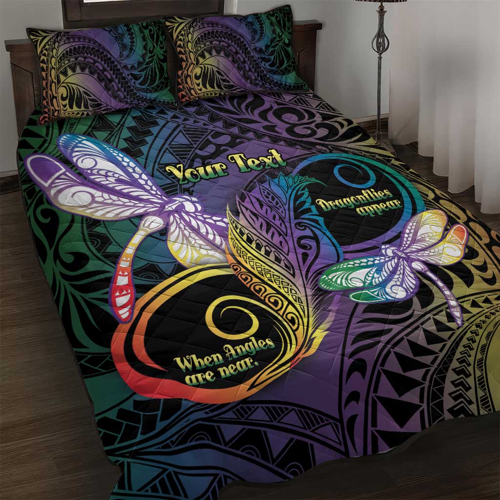 Personalized Polynesian Memorial Quilt Bed Set Dragonflies Appear When Angels Are Near