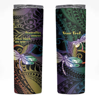 Personalized Polynesian Memorial Skinny Tumbler Dragonflies Appear When Angels Are Near LT14 Colorful - Polynesian Pride