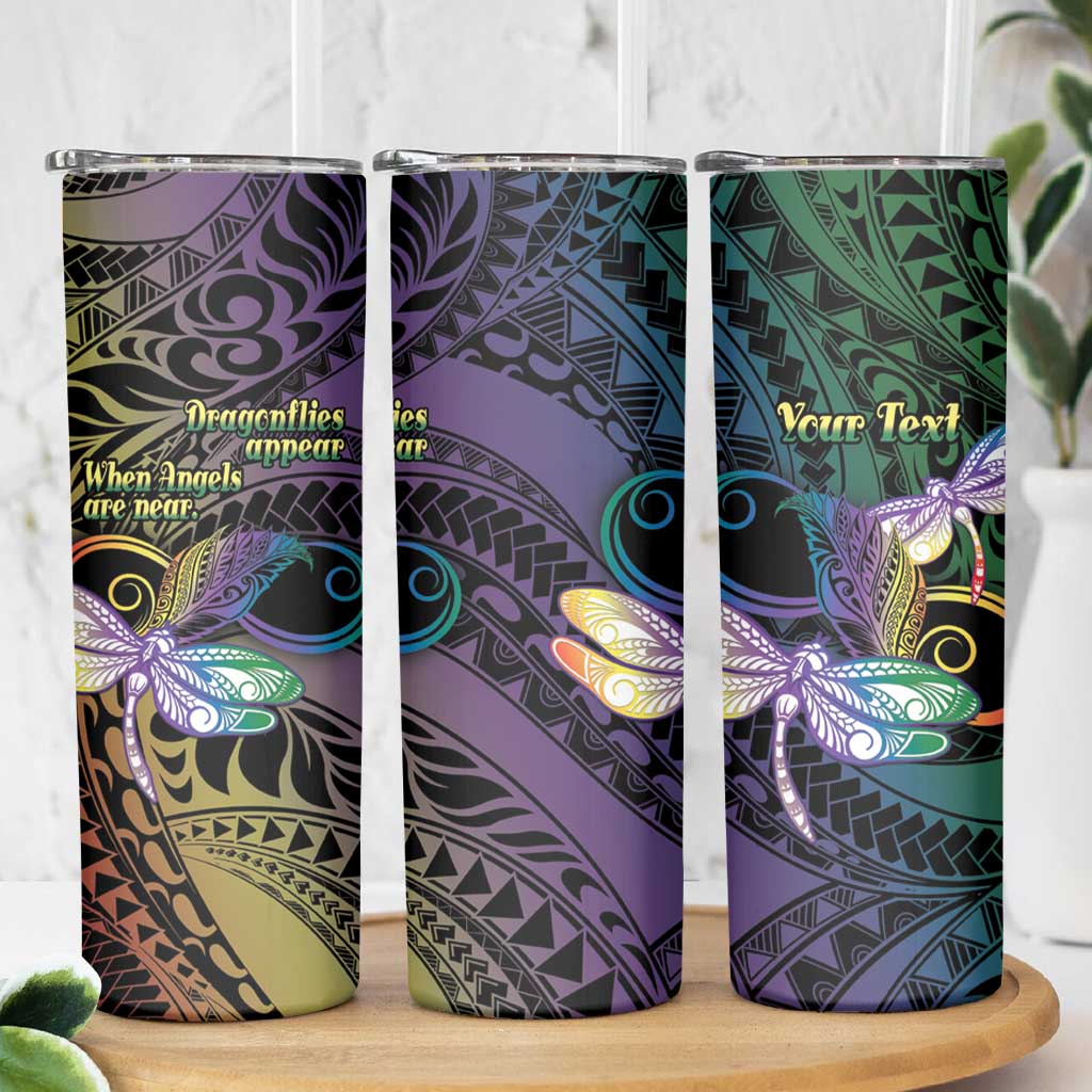 Personalized Polynesian Memorial Skinny Tumbler Dragonflies Appear When Angels Are Near LT14 - Polynesian Pride