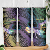 Personalized Polynesian Memorial Skinny Tumbler Dragonflies Appear When Angels Are Near LT14 - Polynesian Pride