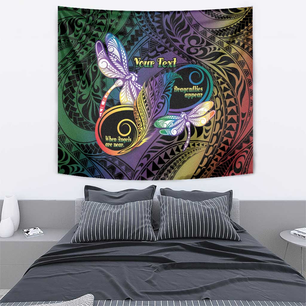 Personalized Polynesian Memorial Tapestry Dragonflies Appear When Angels Are Near