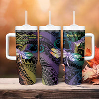 Personalized Polynesian Memorial Tumbler With Handle Dragonflies Appear When Angels Are Near