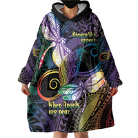 Personalized Polynesian Memorial Wearable Blanket Hoodie Dragonflies Appear When Angels Are Near