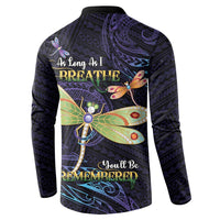 As Long As I Breathe You'll Be Remembered Button Sweatshirt Dragonflies Memorial - Polynesian Pattern LT14 - Polynesian Pride