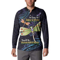 As Long As I Breathe You'll Be Remembered Button Sweatshirt Dragonflies Memorial - Polynesian Pattern LT14 - Polynesian Pride