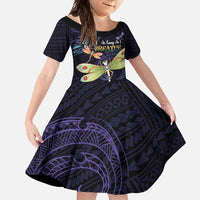As Long As I Breathe You'll Be Remembered Family Matching Mermaid Dress and Hawaiian Shirt Dragonflies Memorial - Polynesian Pattern LT14 Daughter's Dress Black - Polynesian Pride
