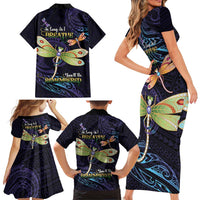 As Long As I Breathe You'll Be Remembered Family Matching Short Sleeve Bodycon Dress and Hawaiian Shirt Dragonflies Memorial - Polynesian Pattern LT14 - Polynesian Pride
