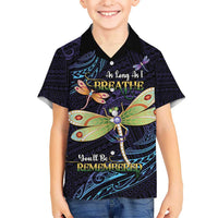 As Long As I Breathe You'll Be Remembered Kid Hawaiian Shirt Dragonflies Memorial - Polynesian Pattern