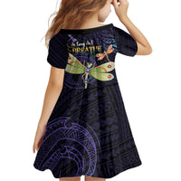 As Long As I Breathe You'll Be Remembered Kid Short Sleeve Dress Dragonflies Memorial - Polynesian Pattern