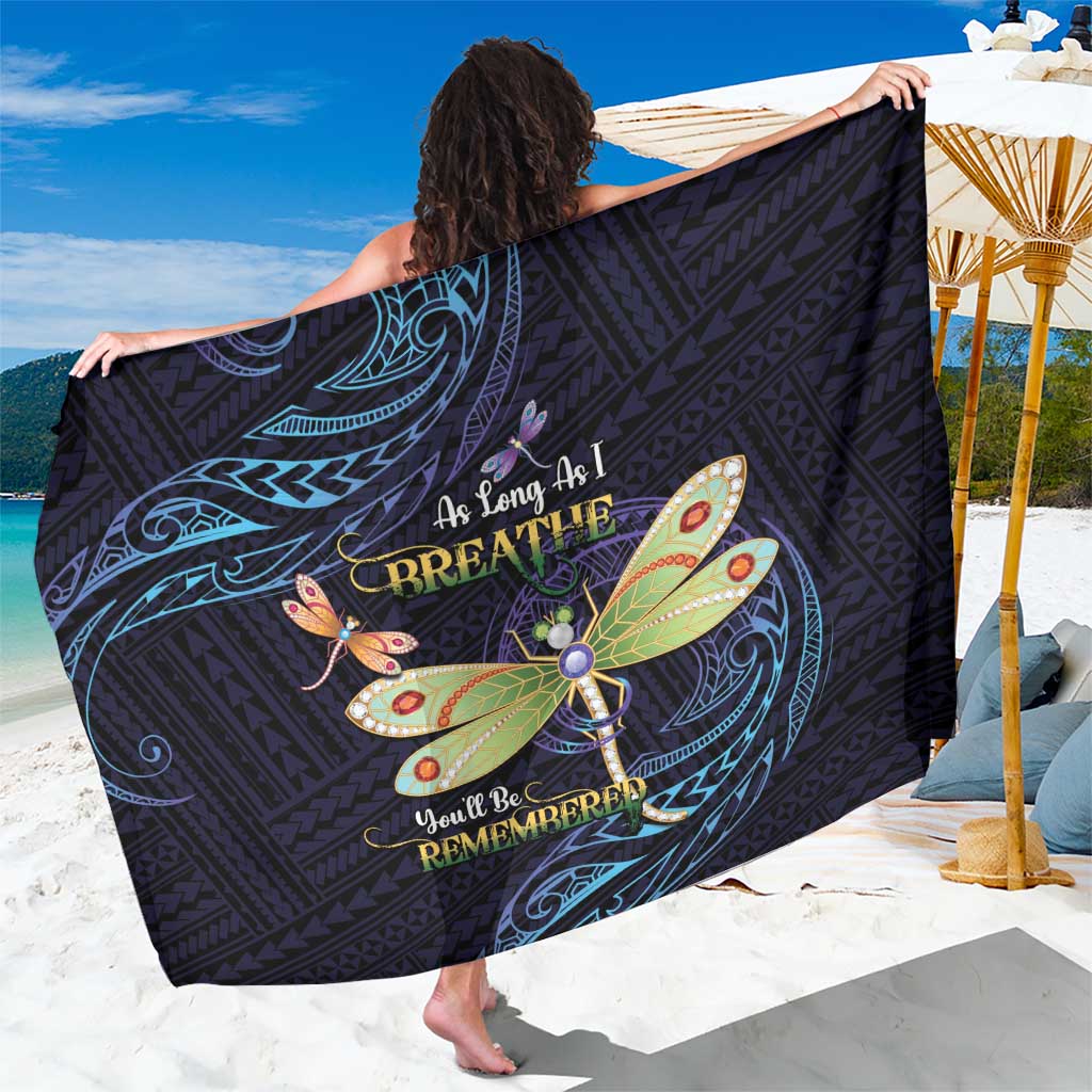 As Long As I Breathe You'll Be Remembered Sarong Dragonflies Memorial - Polynesian Pattern