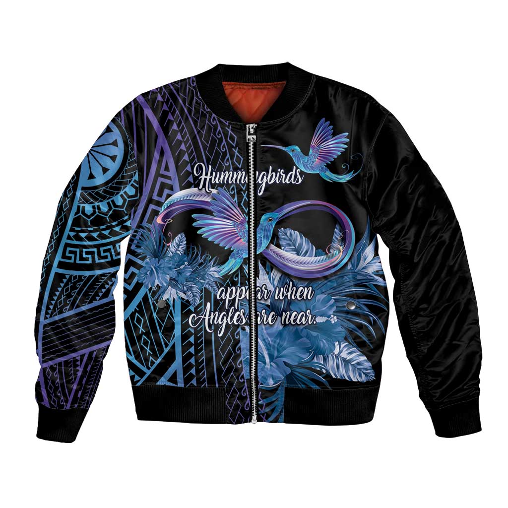 Polynesian Memorial Bomber Jacket Hummingbirds Appear When Angels Are Near