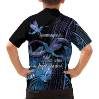 Polynesian Memorial Family Matching Long Sleeve Bodycon Dress and Hawaiian Shirt Hummingbirds Appear When Angels Are Near LT14 - Polynesian Pride