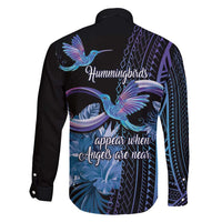 Polynesian Memorial Family Matching Long Sleeve Bodycon Dress and Hawaiian Shirt Hummingbirds Appear When Angels Are Near LT14 - Polynesian Pride