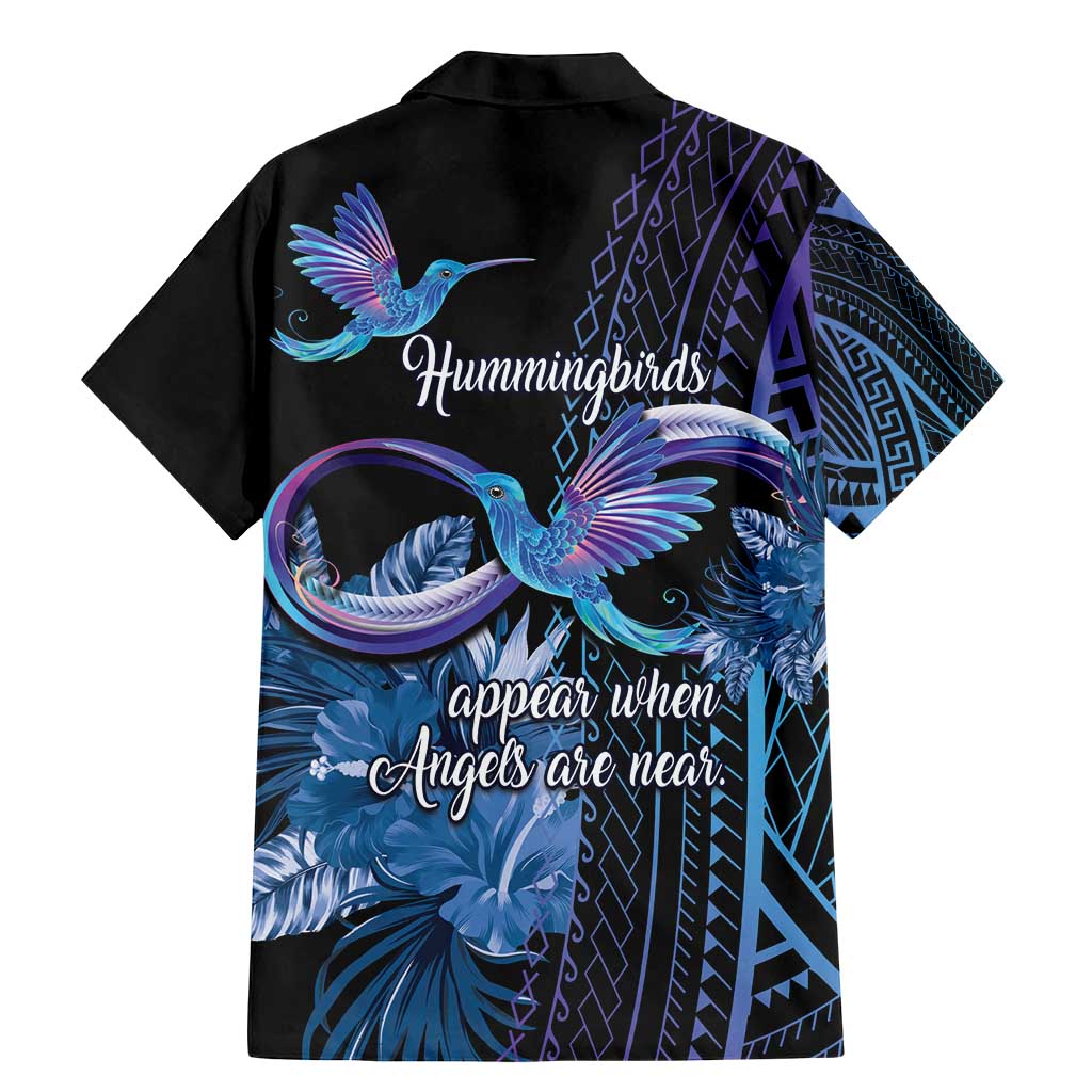 Polynesian Memorial Family Matching Mermaid Dress and Hawaiian Shirt Hummingbirds Appear When Angels Are Near LT14 - Polynesian Pride